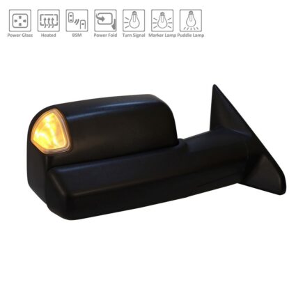 Door Mirror Right w/Towing Pkg w/Blind Spot Sensor w/o Surround View w/o Memory Black for Ram 2500 3500