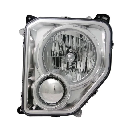 Headlight Assembly Composite Left w/o Fog Lamps Chrome Bezel Round Bulb Shield for Jeep Liberty 2010–2012