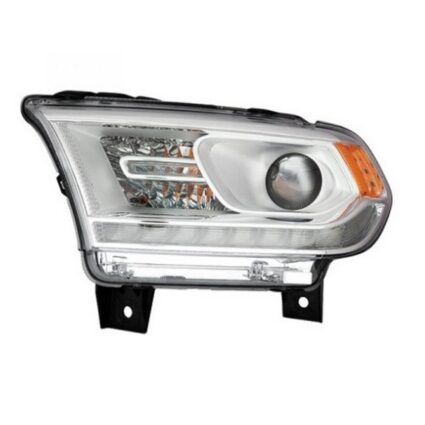 Headlight Assembly Composite Left Halogen w/DRL Chrome Trim for Dodge Durango 2016–2020