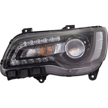 Headlight Assembly Composite Left Halogen Projector Type Black Bezel for Chrysler 300 2018–2023
