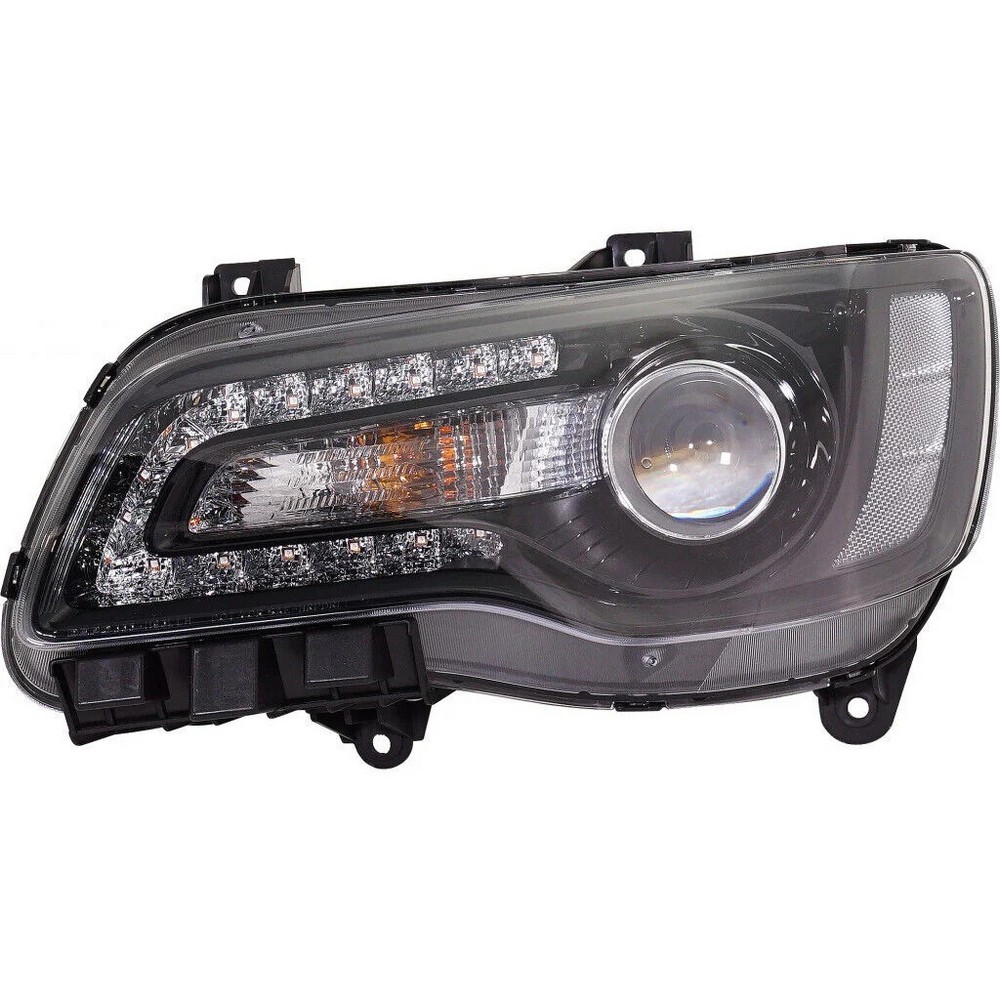 Headlight Assembly Composite Left Halogen Projector Type Black Bezel for Chrysler 300 2018–2023
