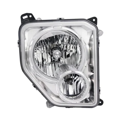 Headlight Assembly Composite Right w/Fog Lamps Chrome Bezel Round Bulb Shield for Jeep Liberty 2010–2012