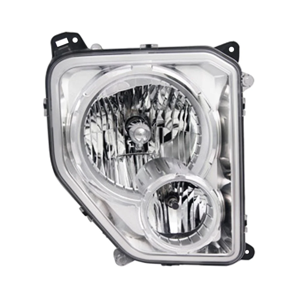 Headlight Assembly Composite Right w/Fog Lamps Chrome Bezel Round Bulb Shield for Jeep Liberty 2010–2012