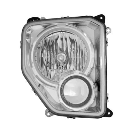 Headlight Assembly Composite Right w/o Fog Lamps Chrome Bezel Round Bulb Shield for Jeep Liberty 2010–2012