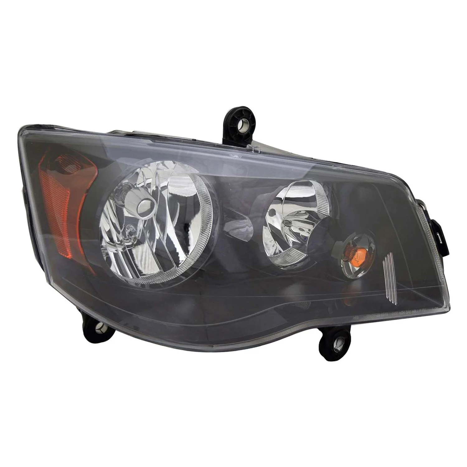 Headlight Assembly Composite Right Halogen Quad Lamps w/Black Bezel CAPA for Dodge Grand Caravan Chrysler Town & Country