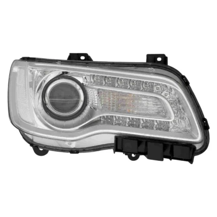Headlight Assembly Composite Right Halogen Chrome Bezel CAPA for Chrysler 300 2015–2017