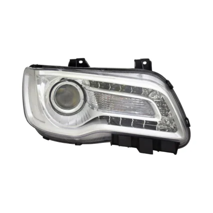 Headlight Assembly Composite Right Halogen Projector Type Chrome Bezel for Chrysler 300 2018–2023