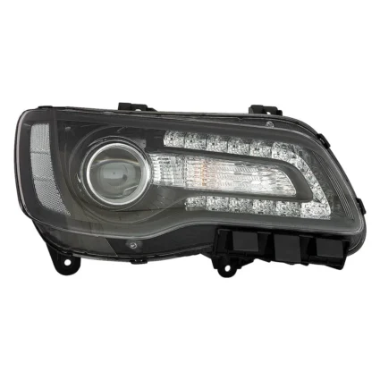 Headlight Assembly Composite Right Halogen Projector Type Black Bezel for Chrysler 300 2018–2023
