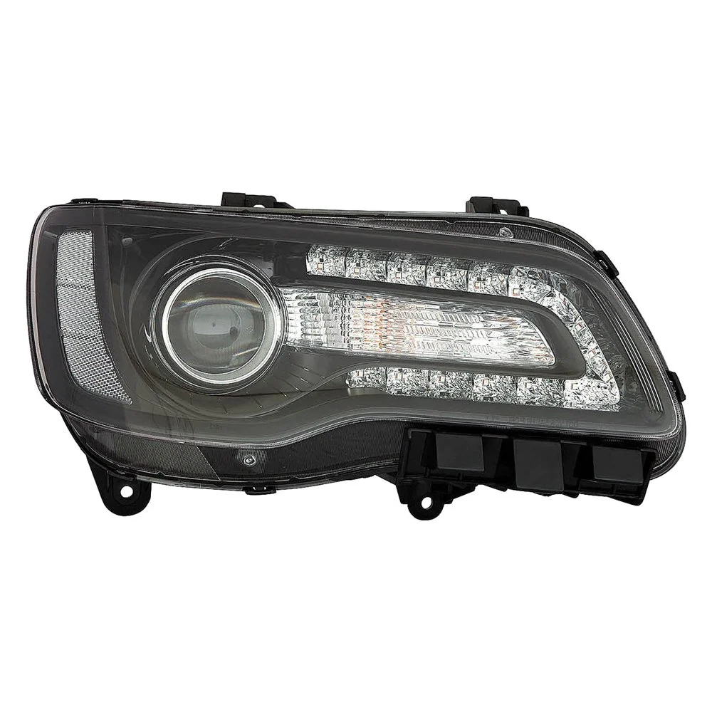 Headlight Assembly Composite Right Halogen Projector Type Black Bezel for Chrysler 300 2018–2023