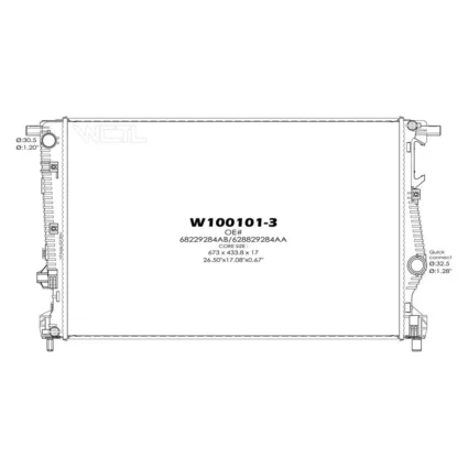 Radiator w/Single Fan for Jeep Cherokee 2014