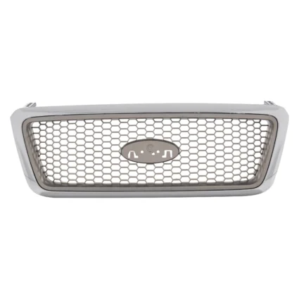 Grille Assembly Honeycomb Design Bright & Silver w/Chrome Frame for Ford F-150 Lariat 2004–2008