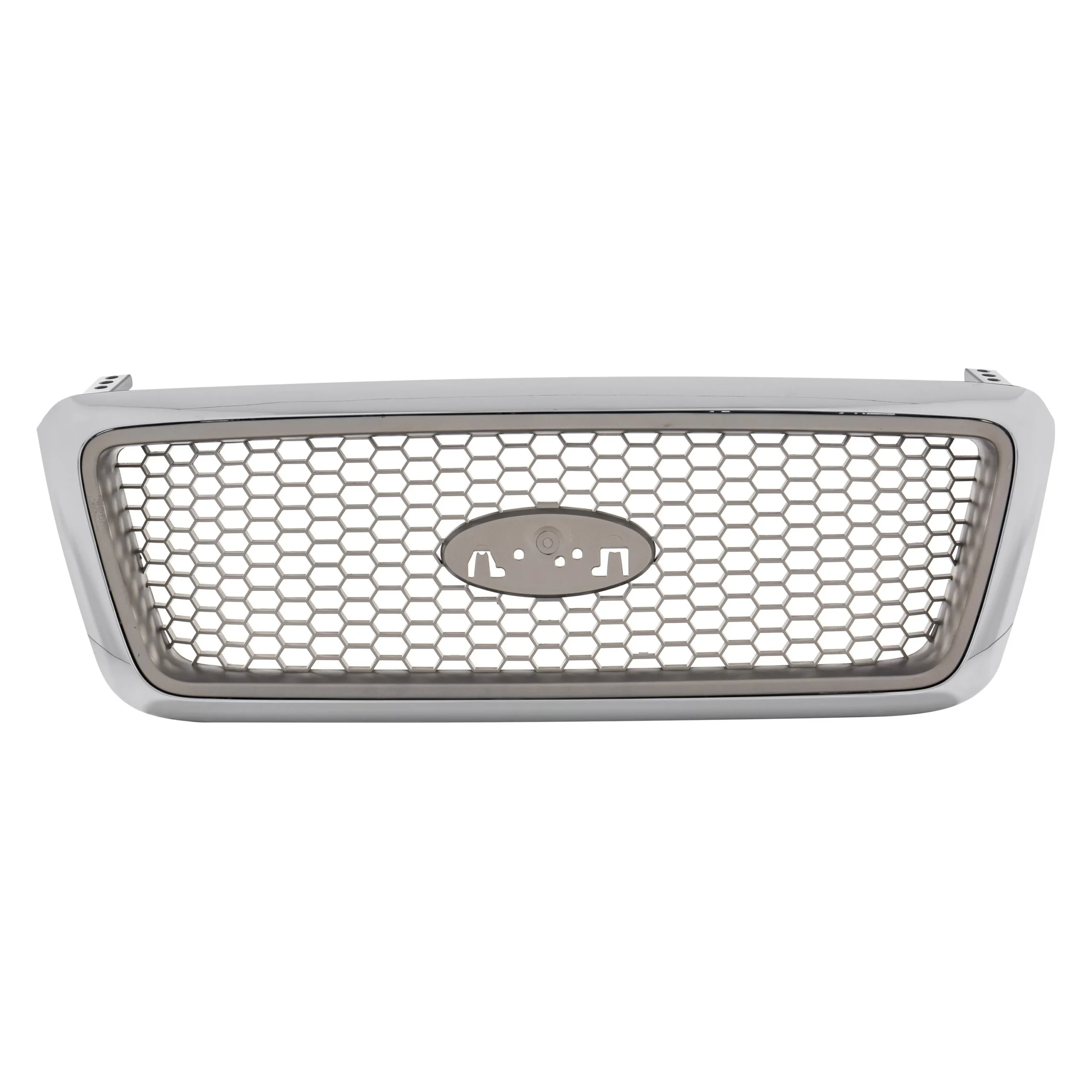 Grille Assembly Honeycomb Design Bright & Silver w/Chrome Frame for Ford F-150 Lariat 2004–2008
