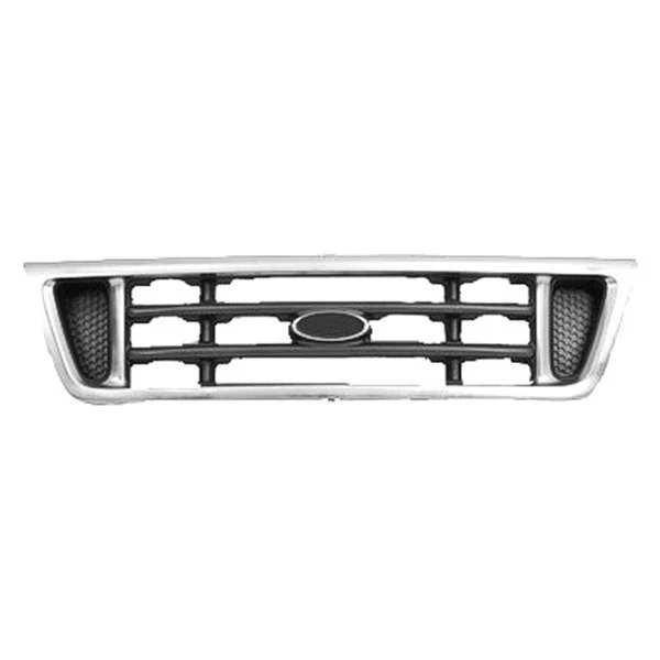 Grille Assembly Chrome & Platinum for Ford E-150 E-150 Club Wagon E-250 E-350 Club Wagon E-350 Super Duty E-450 Super Duty E-550 Super Duty