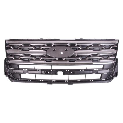 Grille Assembly w/o Sport Appearance Pkg Light Gray & Chrome Molding for Ford Explorer XLT 2018–2019