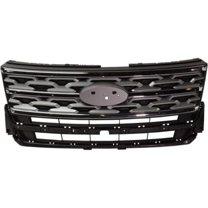 Grille Assembly Silver Gray & Chrome Molding for Ford Explorer Limited 2018–2019