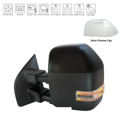 Door Mirror Assembly Left Power Power-Telescoping w/o BLIS w/o S/V Camera Black for Ford F-250 Super Duty F-350 Super Duty F-450 Super Duty F-550 Super Duty