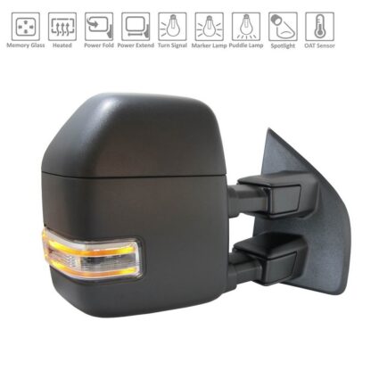 Door Mirror Assembly Right Power Telescoping w/o Blind Spot Detection Textured Cap for Ford F-150 2019–2020