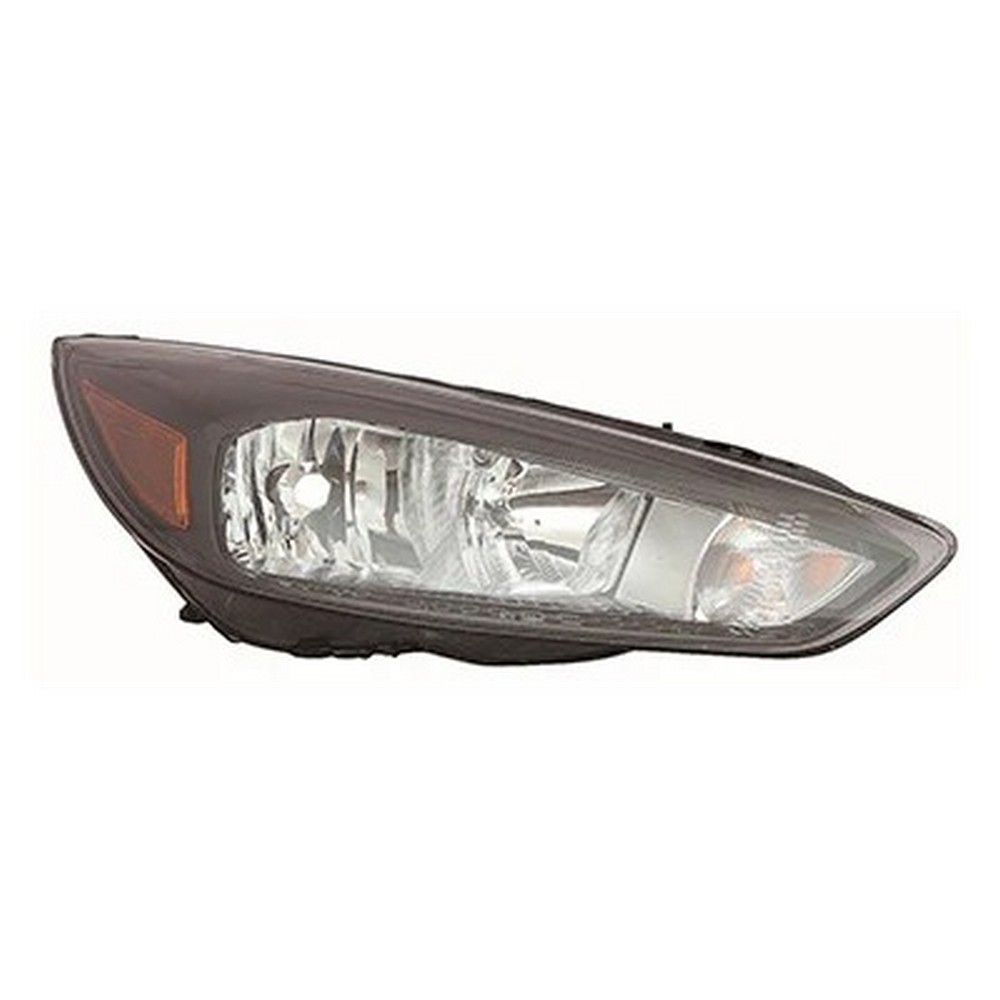 Headlight Assembly Composite Right Halogen w/o Signature Lighting Black Bezel Bulb DRL for Ford Focus 2015–2018