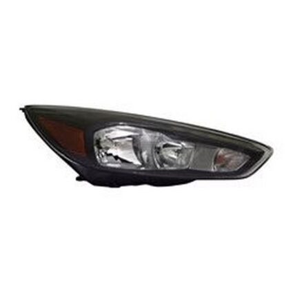Headlight Assembly Composite Right Halogen Black Bezel w/Signature Lighting LED DRL CAPA for Ford Focus 2015–2018
