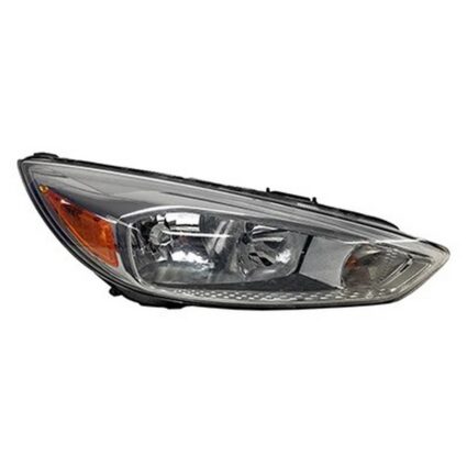 Headlight Assembly Composite Right Halogen Aluminum Bezel w/o Signature Lighting Bulb DRL for Ford Focus 2015–2018