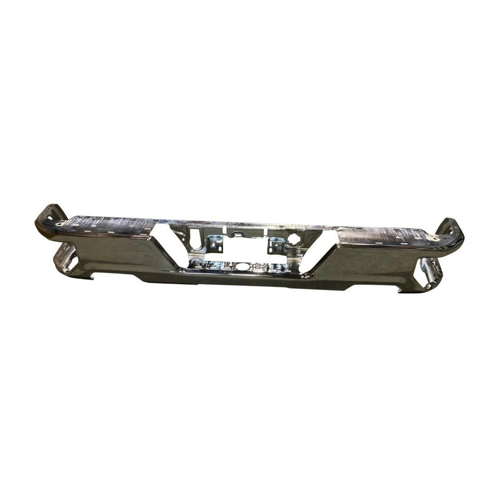 Bumper Face Bar Rear Dual Exhaust w/o Blind Spot Module Chrome for Chevrolet Silverado 1500 Silverado 1500 LTD GMC Sierra 1500 Sierra 1500 Limited