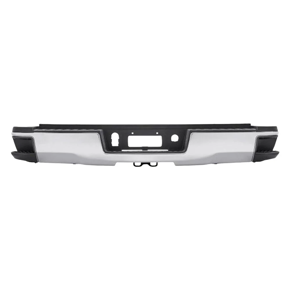 Bumper Assembly Rear Single Rear Wheels w/Hitch Bar w/o Park w/o Harness Chrome for Chevrolet Silverado 2500 HD Silverado 3500 HD GMC Sierra 2500 HD Sierra 3500 HD