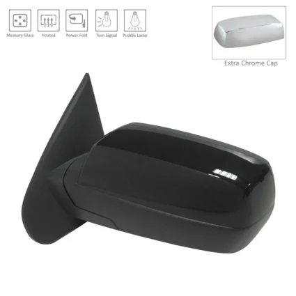 Door Mirror Assembly Left Standard Type Power Heated w/o Dimming w/Chrome & PTM Covers for Chevrolet Silverado 1500 Silverado 1500 LD Silverado 2500 HD Silverado 3500 HD GMC Sierra 1500 Sierra 1500 Limited Sierra 2500 HD Sierra 3500 HD
