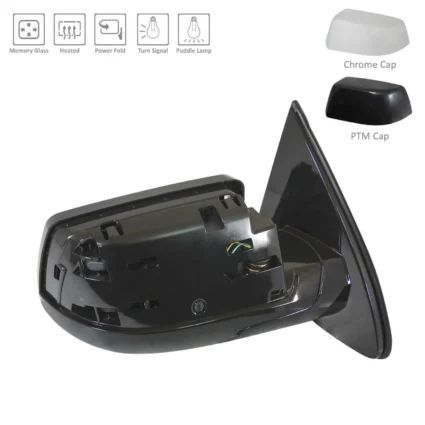 Door Mirror Assembly Right Power-Folding w/o BLIS w/PTM & Chrome Covers for Chevrolet Suburban Tahoe GMC Yukon Yukon XL