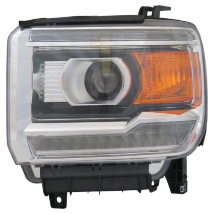 Headlight Assembly Composite Left LED Chrome Bezel for GMC Sierra 1500 Sierra 1500 Limited Sierra 2500 HD Sierra 3500 HD