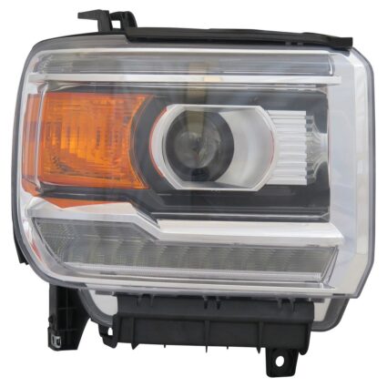 Headlight Assembly Composite Right LED Chrome Bezel CAPA for GMC Sierra 1500 Sierra 1500 Limited Sierra 2500 HD Sierra 3500 HD