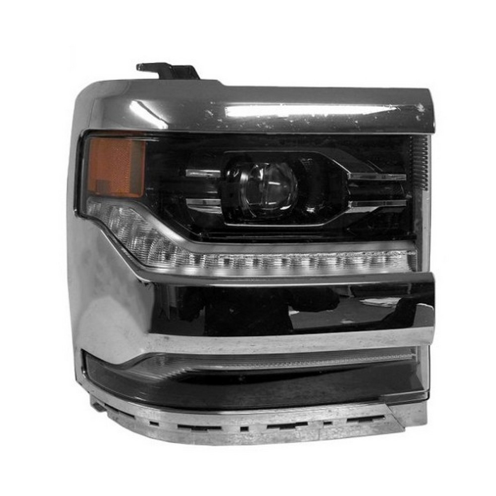 Headlight Assembly Composite Right LED Chrome Bezel CAPA for Chevrolet Silverado 1500 2016–2018