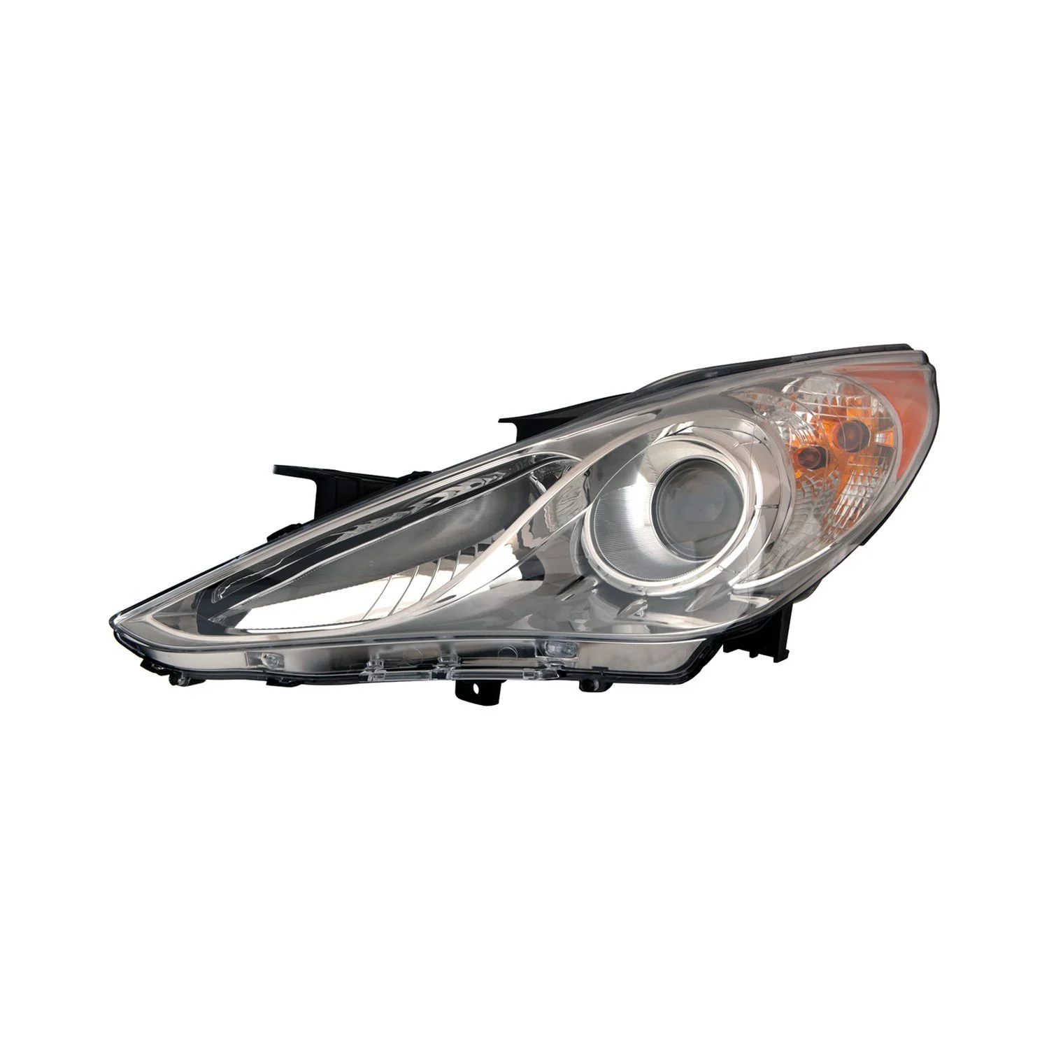 Headlight Assembly Composite Left Halogen Type 2 Chrome Bezel CAPA for Hyundai Sonata Limited SE 2011–2014