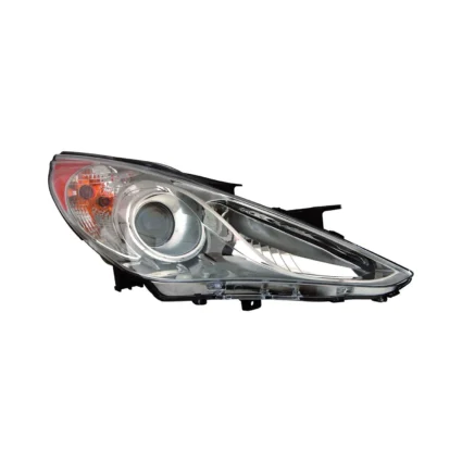 Headlight Assembly Composite Right Halogen Type 2 Chrome Bezel CAPA for Hyundai Sonata Limited SE 2011–2014