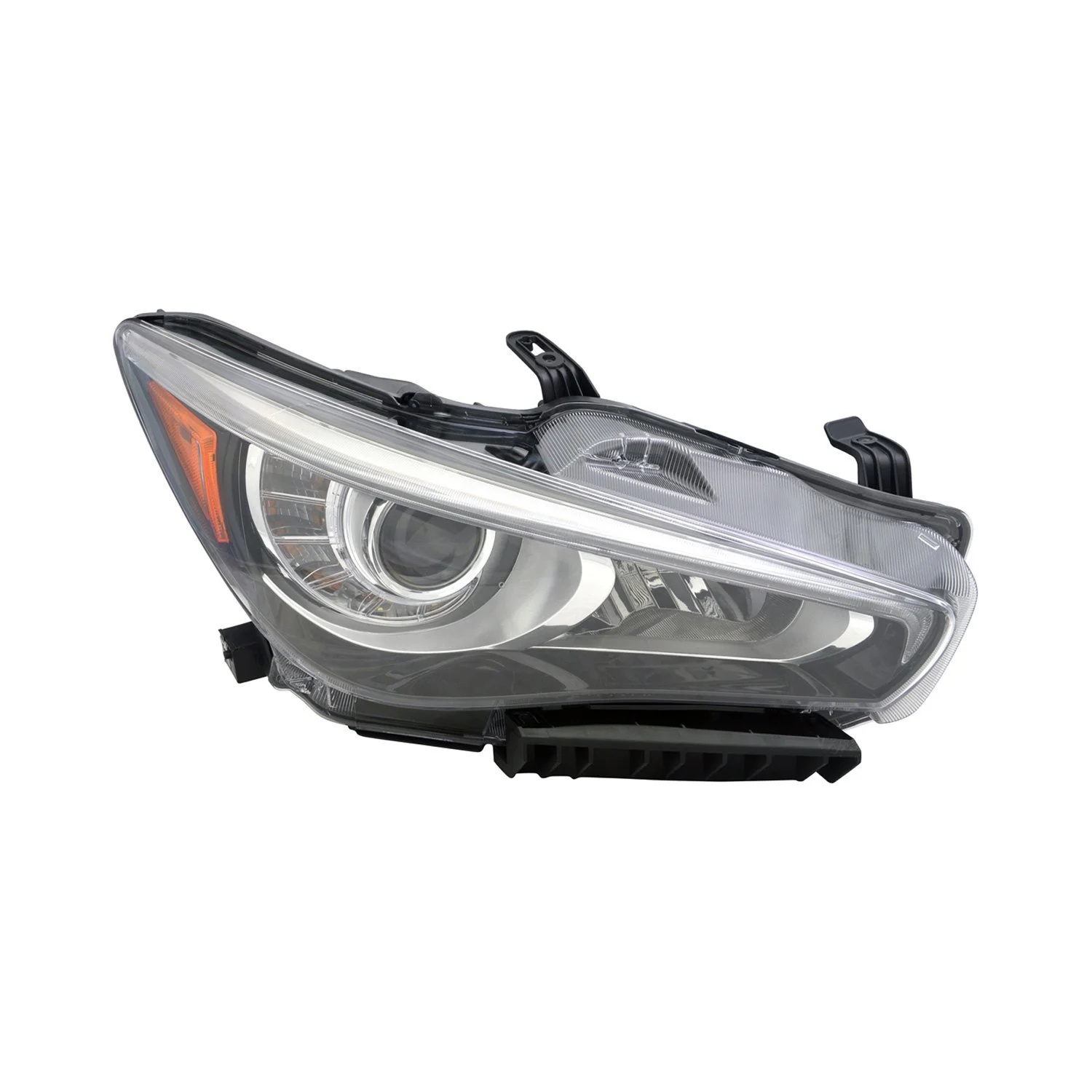Headlight Assembly Composite Right w/o Adaptive Headlamps CAPA for INFINITI Q50 2014–2017