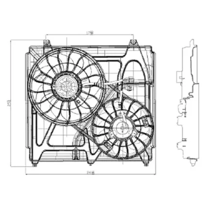 Engine Cooling Fan Assembly Includes Motor/Blade/Shroud for Kia Sorento 2003–2006