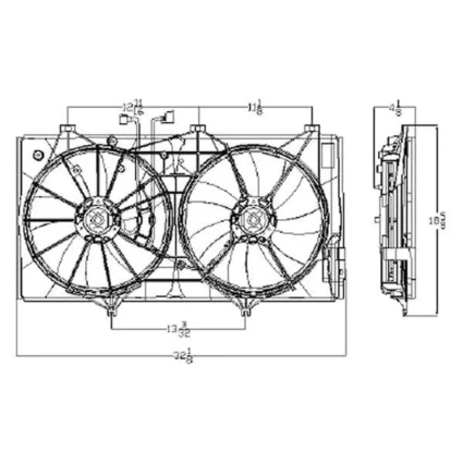 Engine Cooling Fan Assembly Dual Fan Assembly w/o Towing Pkg w/16mm Core Thickness Japan Built for Lexus ES350 Toyota Camry