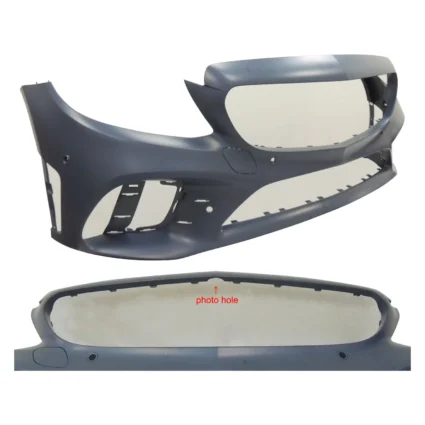 Bumper Cover Front A205/C205/W205/S205 w/AMG Styling Pkg w/Sur View w/Active Park Assist Primed for Mercedes-Benz C300 Convertible Coupe Wagon Sedan 2019–2023