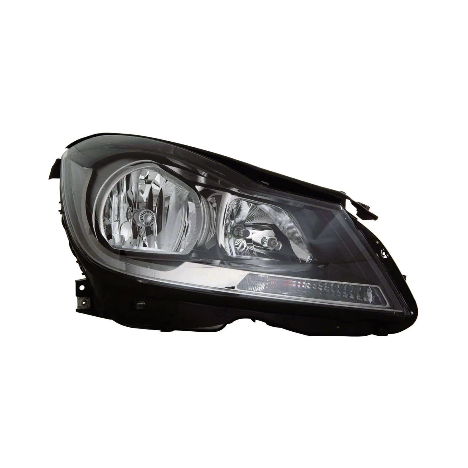 Headlight Assembly Composite Right W204 w/o Cornering Lamps Black for Mercedes-Benz C250 C350 C63 AMG