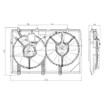 Engine Cooling Fan Assembly Dual Fan Assembly w/o Control Unit for Mitsubishi Outlander 2003–2006
