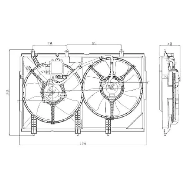 Engine Cooling Fan Assembly Dual Fan Assembly w/o Control Unit for Mitsubishi Outlander 2003–2006