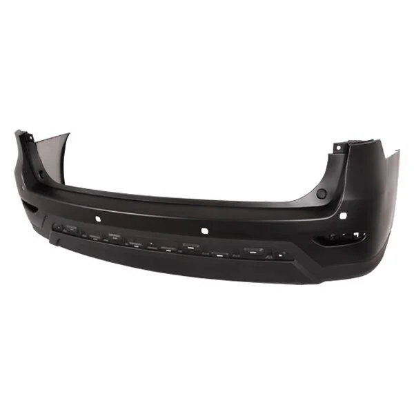 Bumper Cover Rear w/Object Sensors w/o Towing Hitch Textured Lower Primed CAPA for Nissan Pathfinder 2013–2016