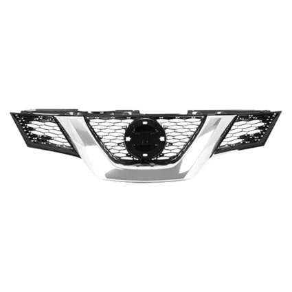 Grille Assembly w/o Premium Pkg w/o Camera Hole To 3-15 Black/Chrome CAPA for Nissan Rogue S SV 2014–2015