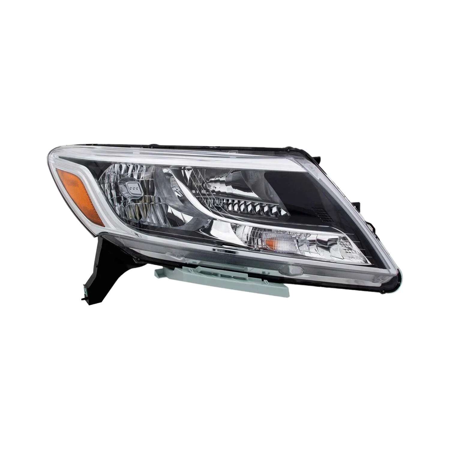 Headlight Assembly Composite Right Halogen Black Bezel Chrome Trim CAPA for Nissan Pathfinder 2013–2016