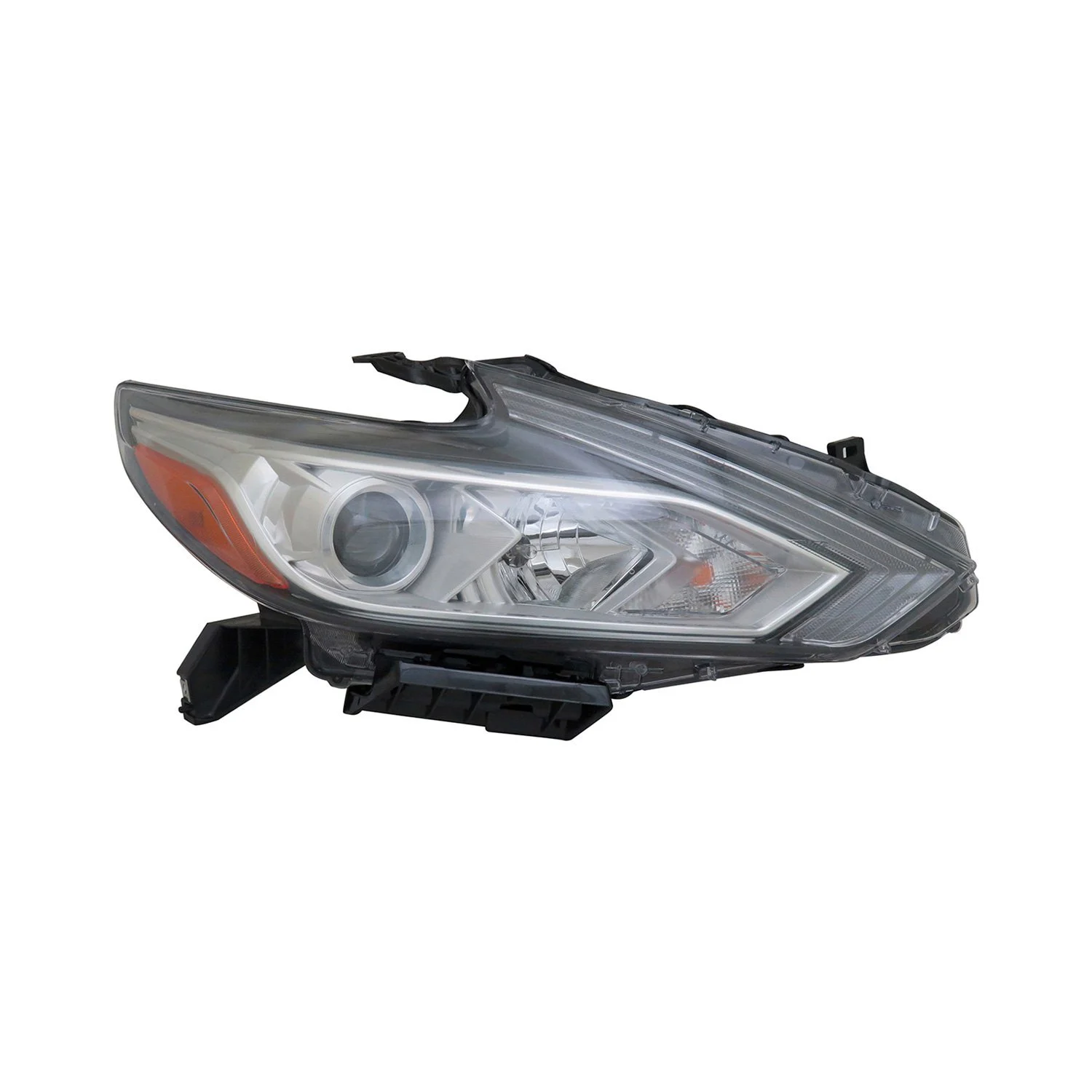 Headlight Assembly Composite Right Halogen w/o LED DRL Chrome Bezel for Nissan Altima Sedan 2016–2018