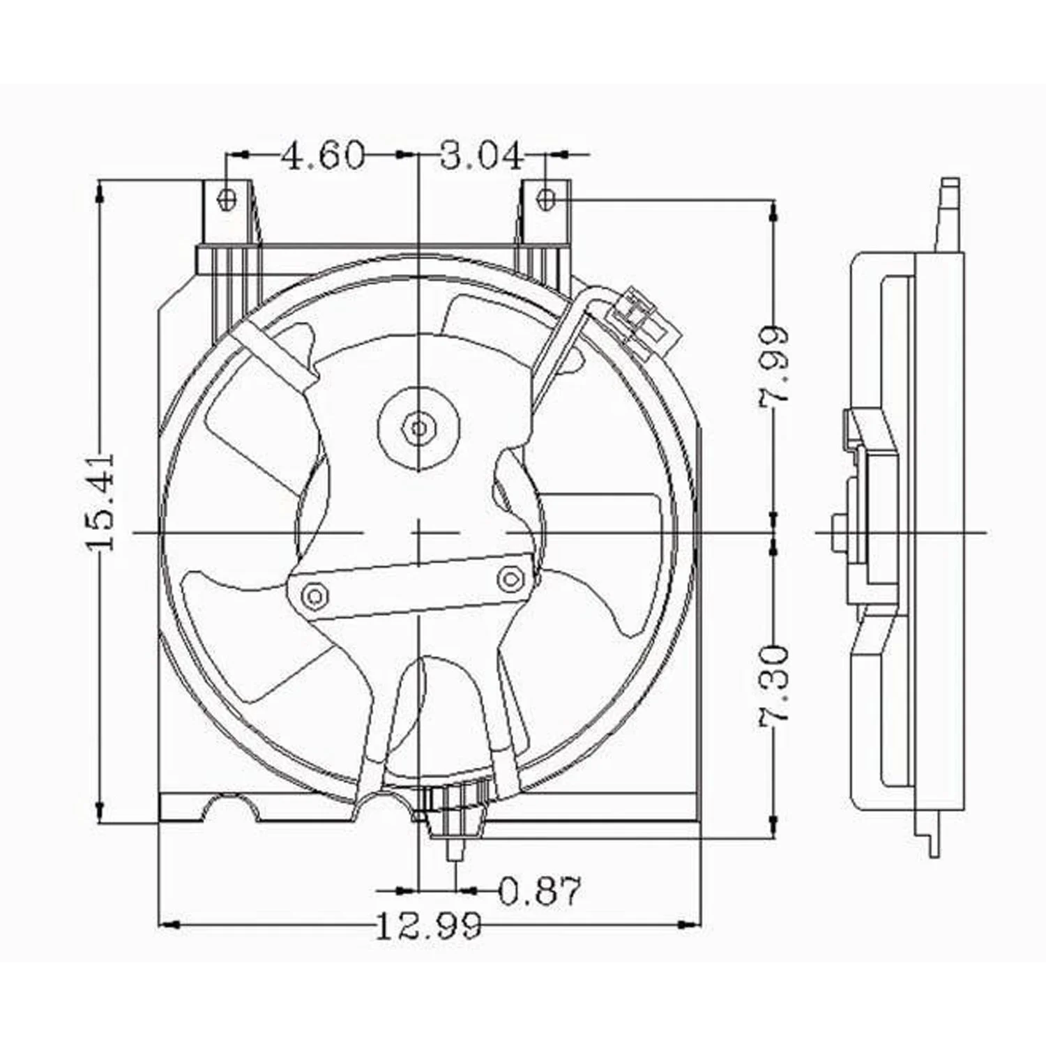 A/C Condenser Fan Assembly From 12/95 Includes Motor/Blade/Shroud USA/Mexico Built for Nissan Sentra 1995–1999