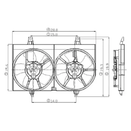 Engine Cooling Fan Assembly Dual Fan Assembly Includes Motors/Blades/Shroud for Nissan Maxima 2002–2003