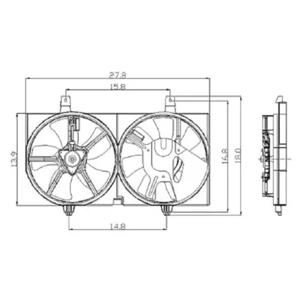 Engine Cooling Fan Assembly w/A/C for Nissan Sentra 2002–2006
