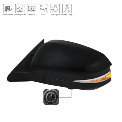 Door Mirror Assembly Left w/Around View Monitor w/Cover for Toyota Highlander 2017–2019