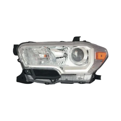 Headlight Assembly Composite Left Halogen w/o LED DRL w/o Fog Lamps Chrome Bezel CAPA for Toyota Tacoma 2016–2018