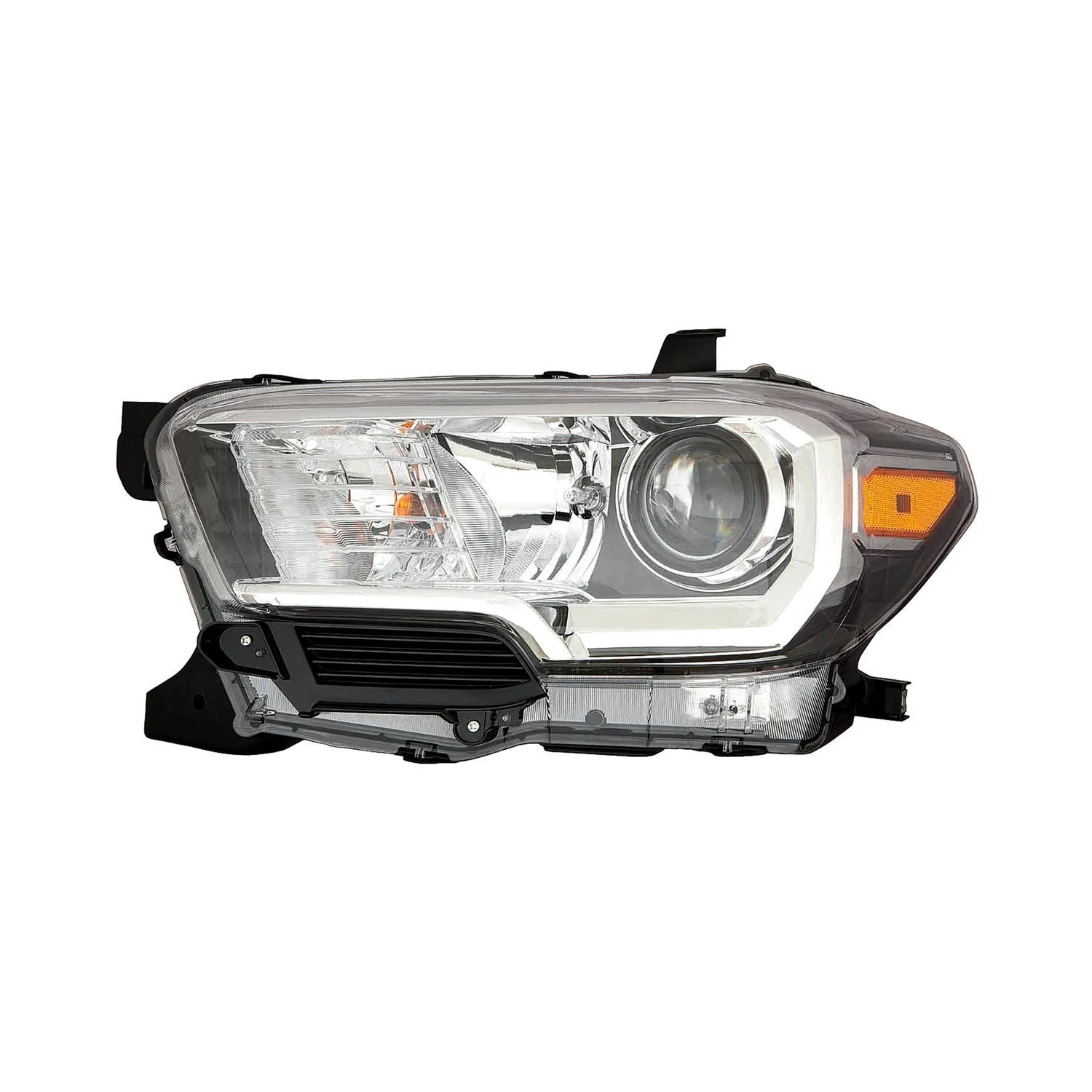Headlight Assembly Composite Left Halogen w/o LED DRL w/o Fog Lamps Black Bezel for Toyota Tacoma 2016–2017